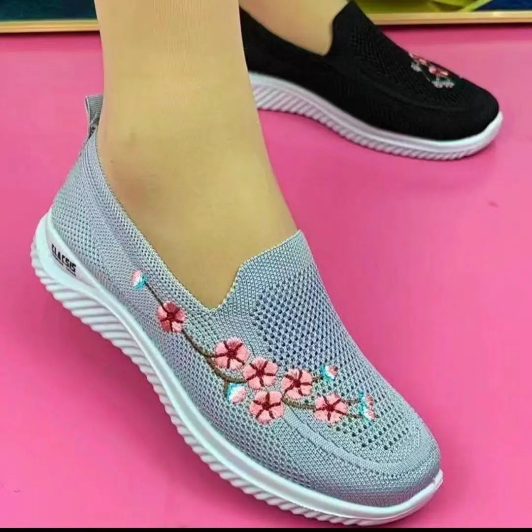 Women Sneakers Mesh Breathable Floral Comfort Mother
