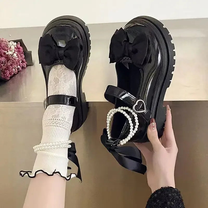 Women's Casual Shoes New Kawaii Pearl Chain Mary Jane
