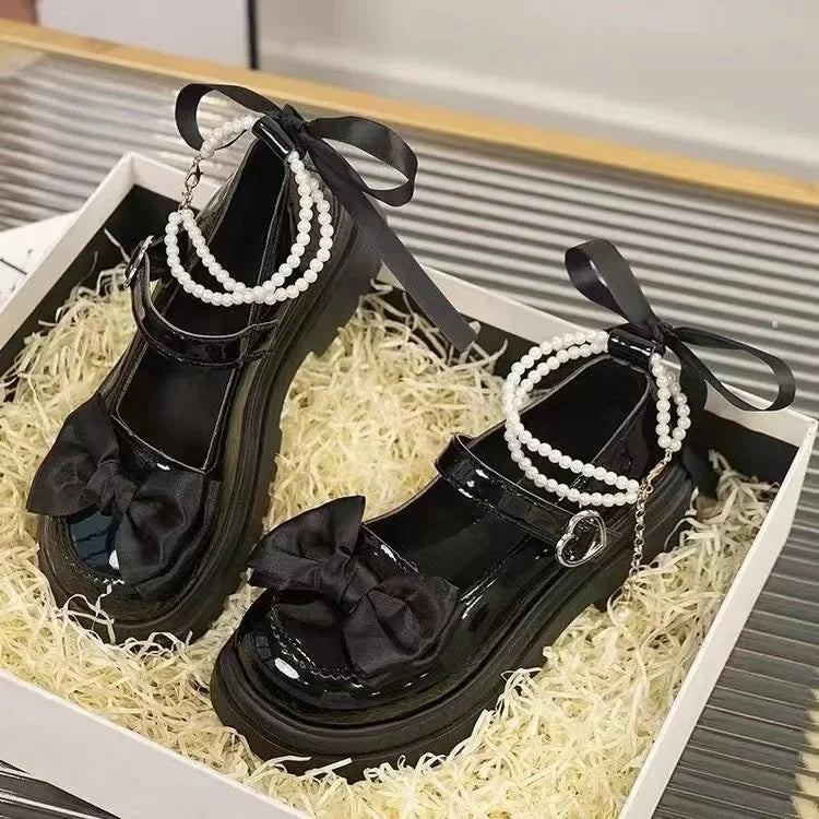 Women's Casual Shoes New Kawaii Pearl Chain Mary Jane