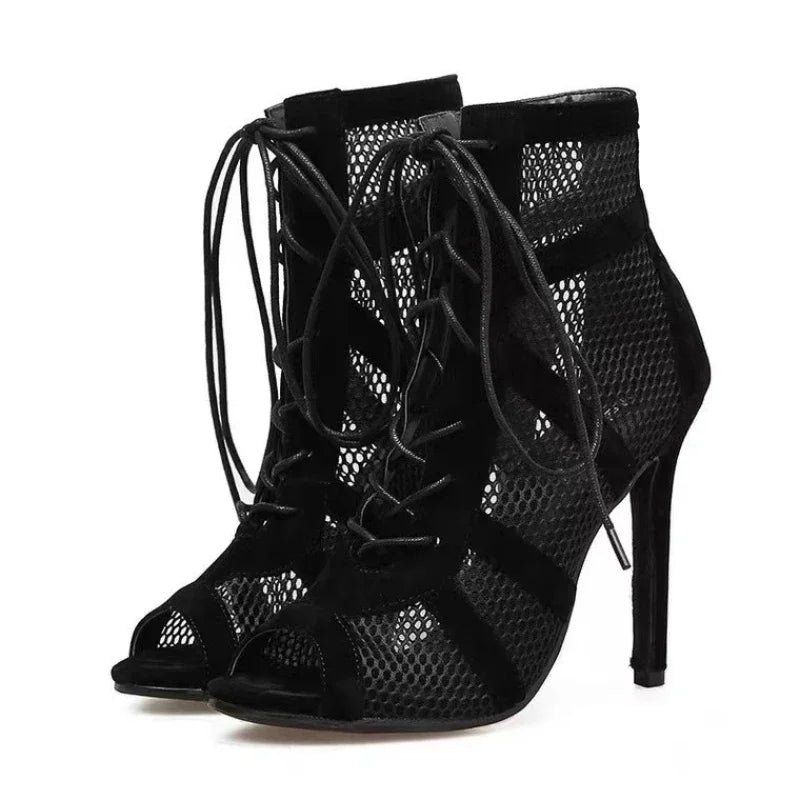 Sexy High Heels Hollow Mesh Sandals Women Summer