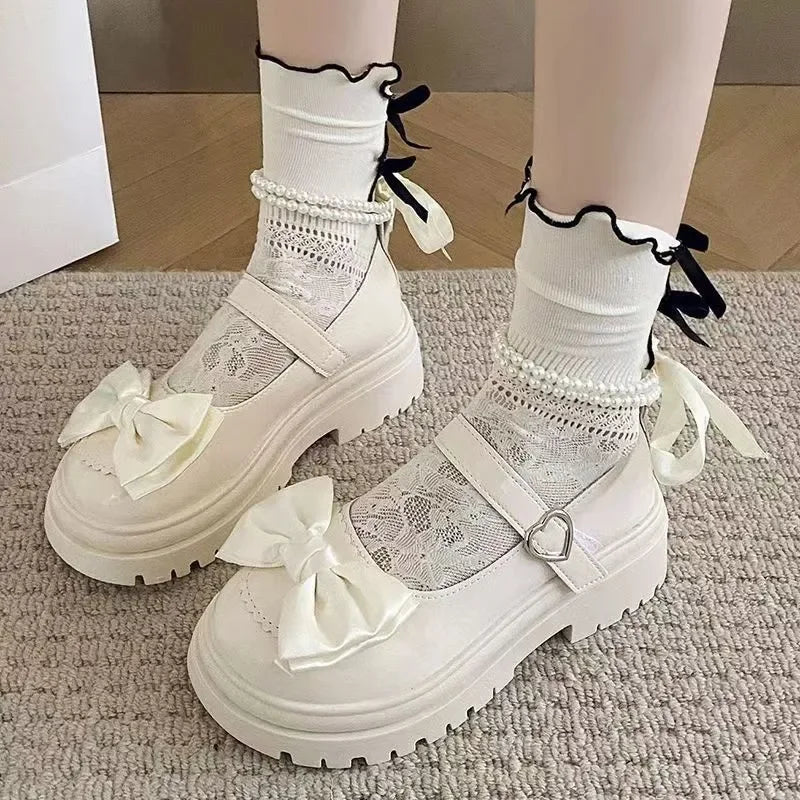 Women's Casual Shoes New Kawaii Pearl Chain Mary Jane