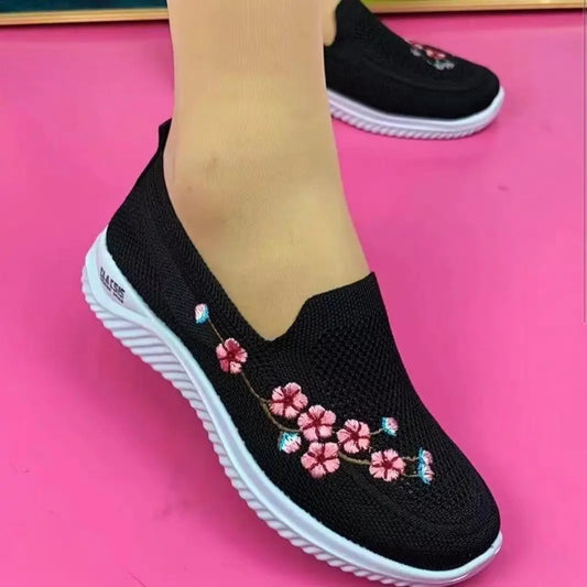 Women Sneakers Mesh Breathable Floral Comfort Mother