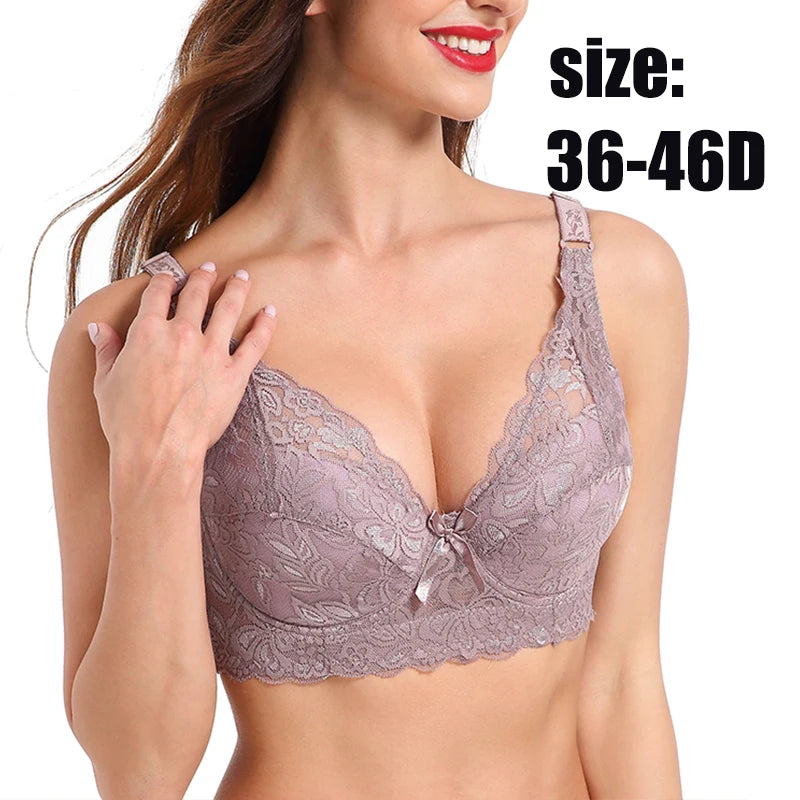 Lace Full-Cup Underwire Bra – Plus Size Adjustable  Bra