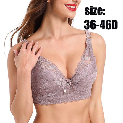 Lace Full-Cup Underwire Bra – Plus Size Adjustable  Bra
