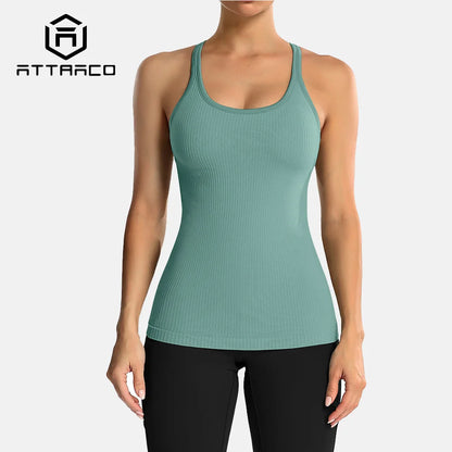 Attraco Women’s Racerback Tank Top with Built-in Shelf Bra