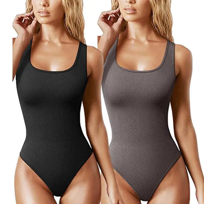 Body-Hugging Scoop Neck Bodysuit – Sexy Thong Shapewear