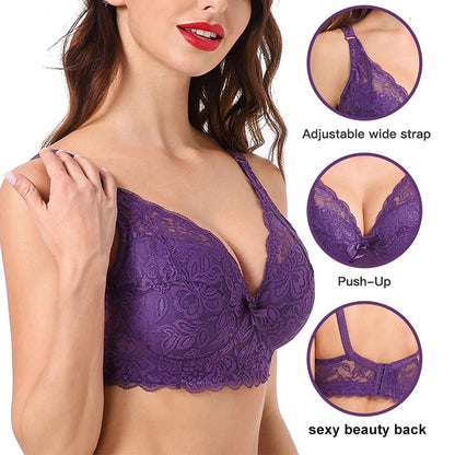 Lace Full-Cup Underwire Bra – Plus Size Adjustable  Bra